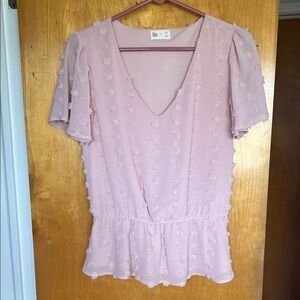 SO Dusty Rose V-Neck Peplum Blouse